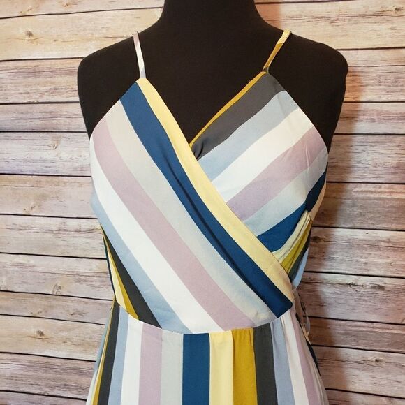 Leith Striped Wrap Dress Medium Sleeveless midi - Picture 5 of 8